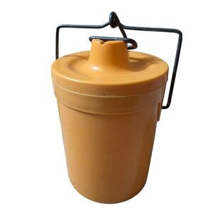 Thermo Serv Cheese Butter Crock Yellow Plastic Metal Bail Seal Lid Vintage MCM